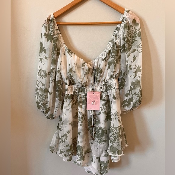 Hello Molly SWEET HARMONY ROMPER GREEN White Small NWT - Picture 9 of 12